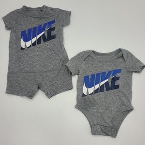 Nike baby boy logo romper and bodysuit bundle size newborn